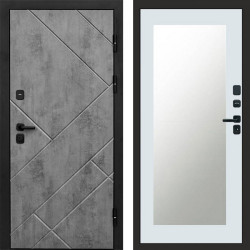 Входная дверь Termo-Door Стоун Бетон - Зеркало Триумф Белый софт