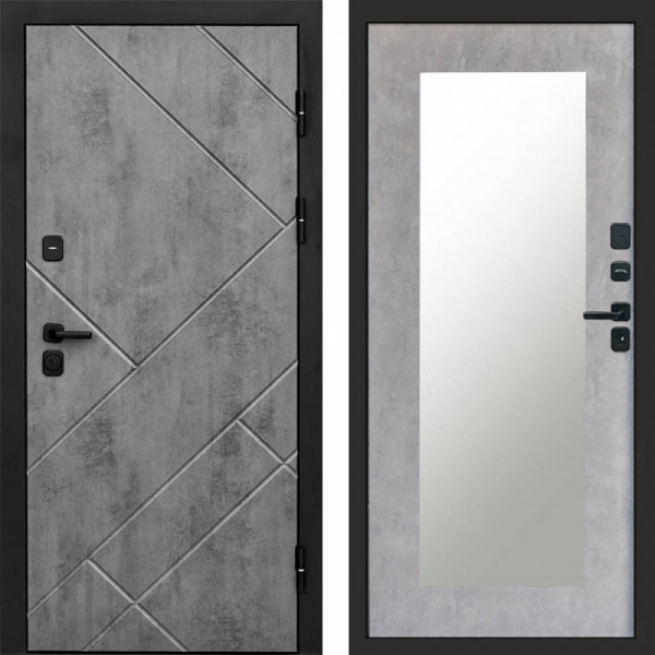 Входная дверь Termo-Door Стоун Бетон - Зеркало Триумф бетон светлый