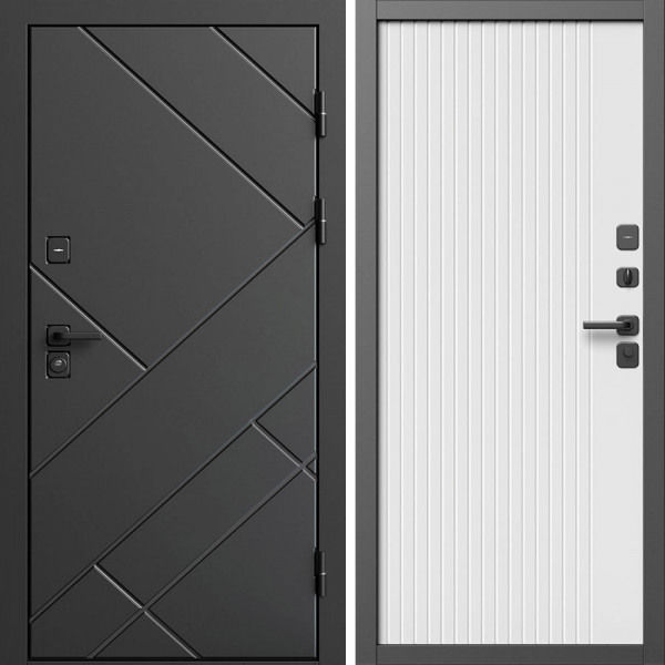 Входная дверь Termo-Door Стоун Блэк - Флэт Белый софт