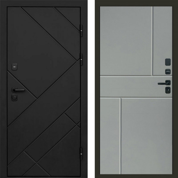 Входная дверь Termo-Door Стоун Блэк - Горизонт Grey софт