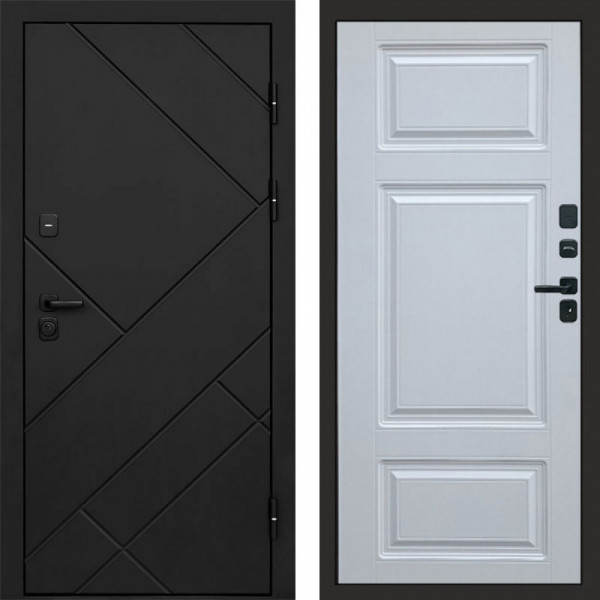 Входная дверь Termo-Door Стоун Блэк - Лион Белый софт