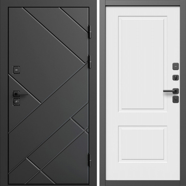 Входная дверь Termo-Door Стоун Блэк - Нео Классика Белый Софт