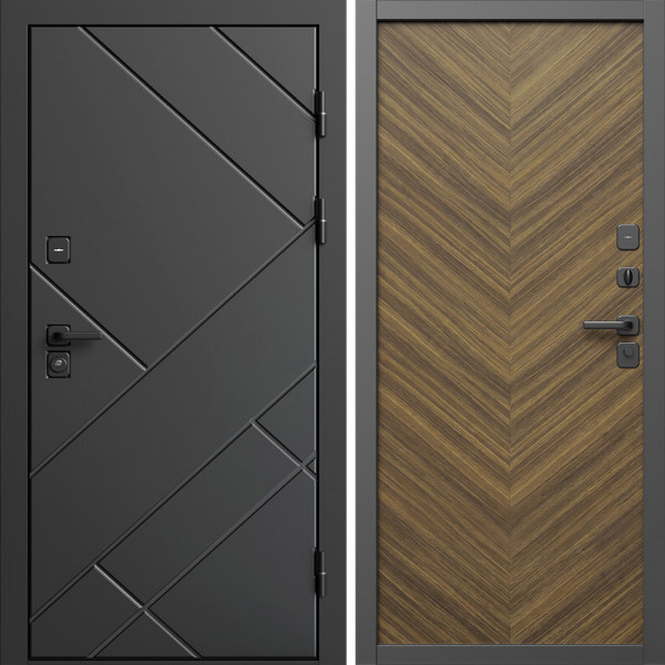 Входная дверь Termo-Door Стоун Блэк - Плаза Елочка Орех