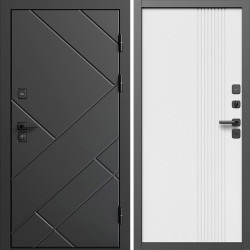 Входная дверь Termo-Door Стоун Блэк - Страйп Белый Софт