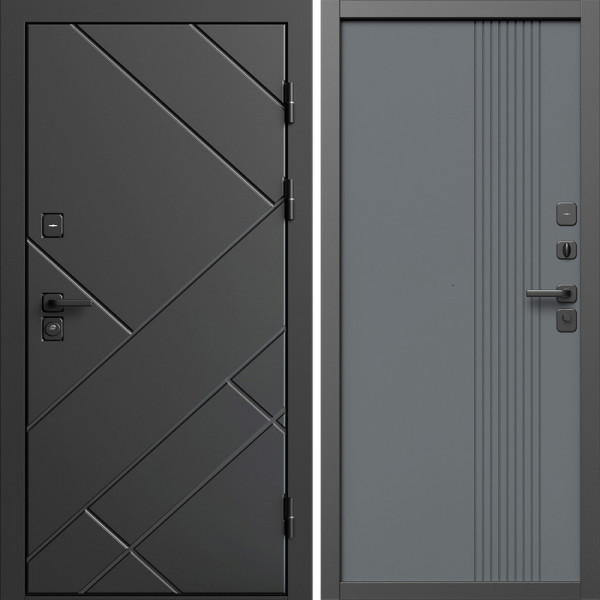 Входная дверь Termo-Door Стоун Блэк - Страйп Грей Софт