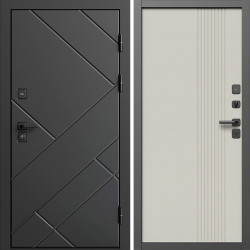 Входная дверь Termo-Door Стоун Блэк - Страйп Слоновая Кость
