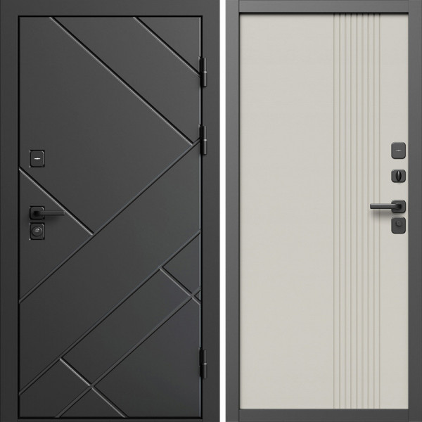 Входная дверь Termo-Door Стоун Блэк - Страйп Слоновая Кость