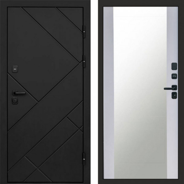 Входная дверь Termo-Door Стоун Блэк - Зеркало белый софт