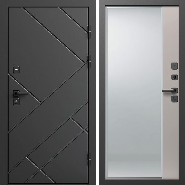 Входная дверь Termo-Door Стоун Блэк - Зеркало Фацет Капучино
