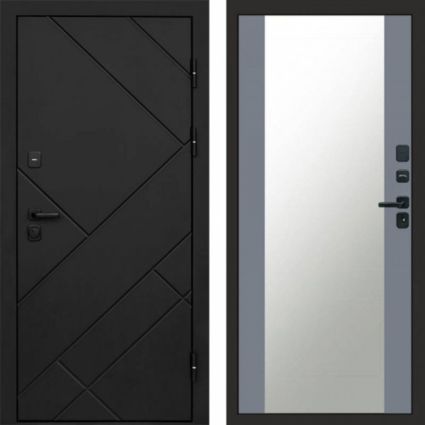 Входная дверь Termo-Door Стоун Блэк - Зеркало Grey Софт