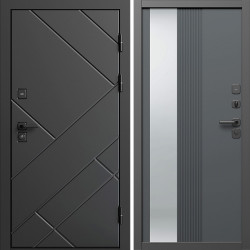 Входная дверь Termo-Door Стоун Блэк - Зеркало Люмис Грей Софт