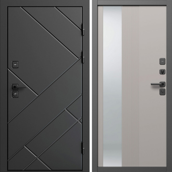 Входная дверь Termo-Door Стоун Блэк - Зеркало Люмис Капучино