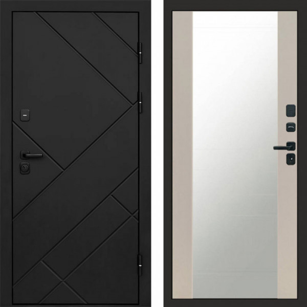 Входная дверь Termo-Door Стоун Блэк - Зеркало Слоновая кость