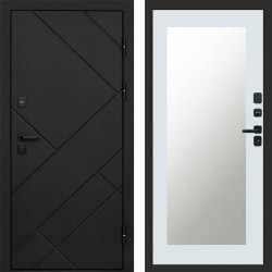 Входная дверь Termo-Door Стоун Блэк - Зеркало Триумф Белый софт