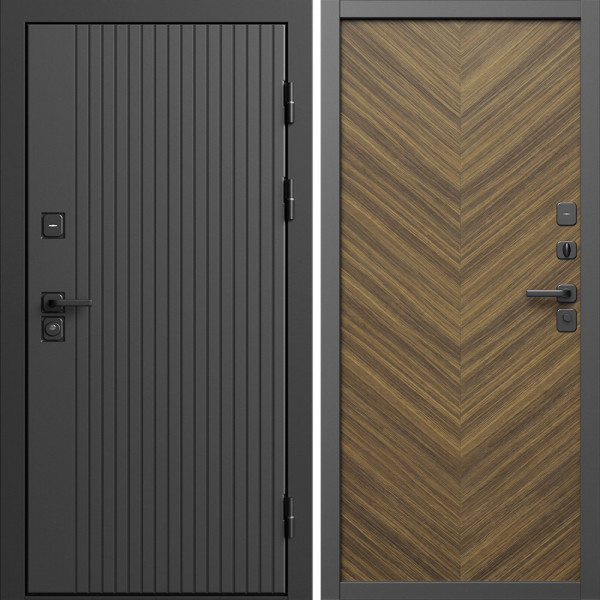 Входная дверь Termo-Door Твист Блэк - Плаза Елочка Орех