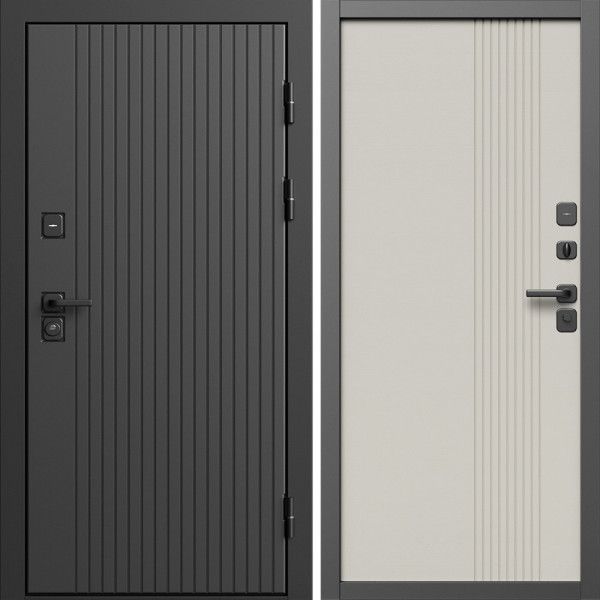 Входная дверь Termo-Door Твист Блэк - Страйп Слоновая Кость