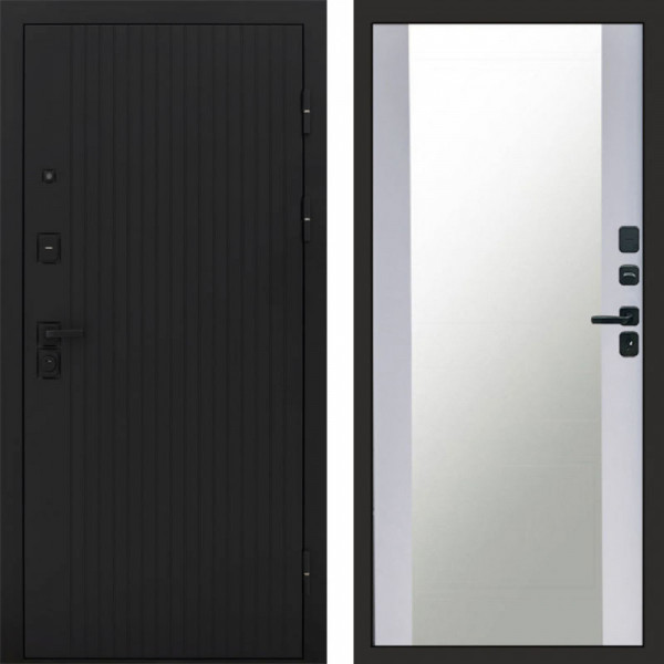 Входная дверь Termo-Door Твист Блэк - Зеркало белый софт