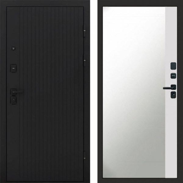 Входная дверь Termo-Door Твист Блэк - Зеркало Фацет Белый софт