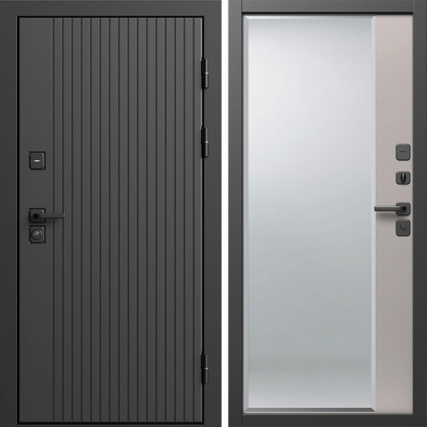 Входная дверь Termo-Door Твист Блэк - Зеркало Фацет Капучино