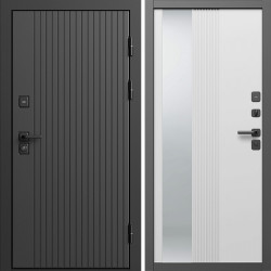 Входная дверь Termo-Door Твист Блэк - Зеркало Люмис Белый Софт