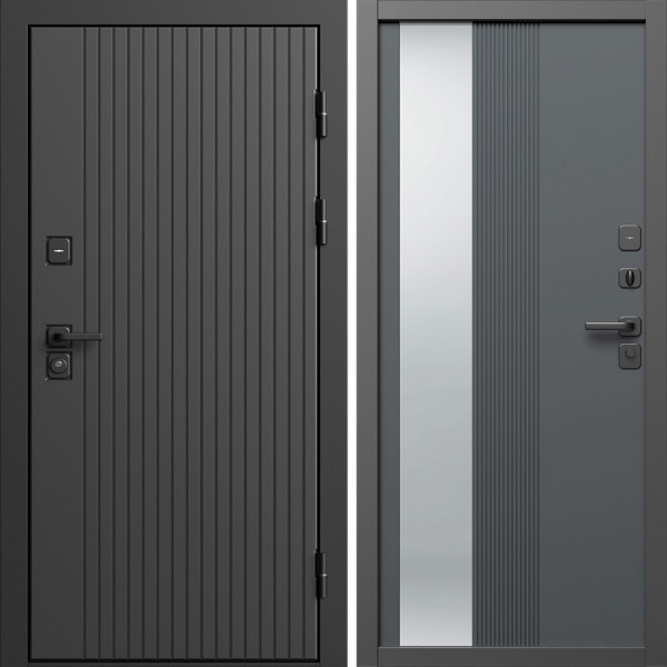 Входная дверь Termo-Door Твист Блэк - Зеркало Люмис Грей Софт