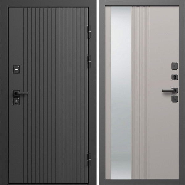 Входная дверь Termo-Door Твист Блэк - Зеркало Люмис Капучино