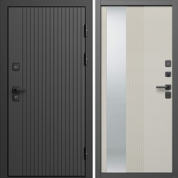 Входная дверь Termo-Door Твист Блэк - Зеркало Люмис Соновая Кость