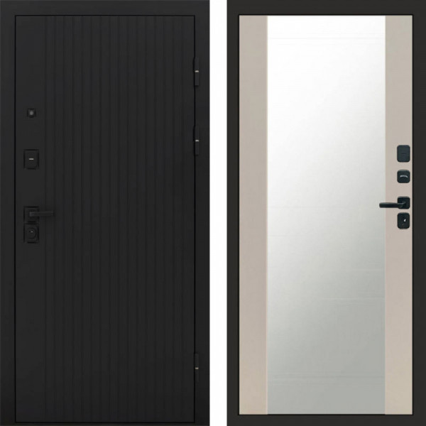 Входная дверь Termo-Door Твист Блэк - Зеркало Слоновая кость