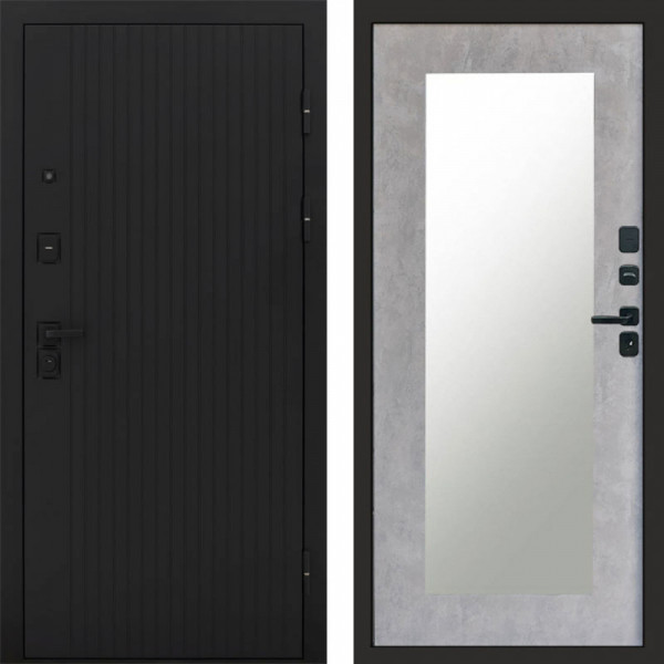 Входная дверь Termo-Door Твист Блэк - Зеркало Триумф бетон светлый