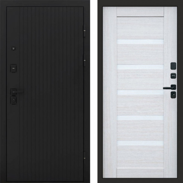 Входная дверь Termo-Door Твист Блэк - Зеркало Триумф Царга лиственница 4500 / 5500