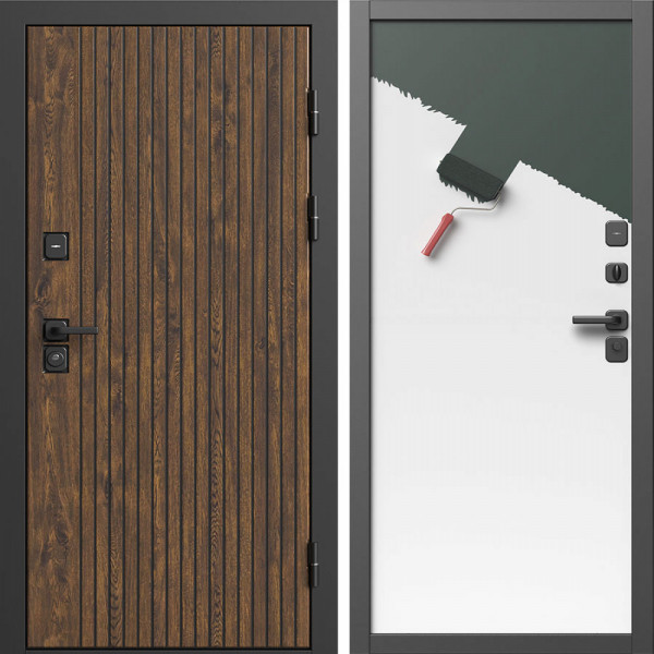 Входная дверь Termo-Door Твист Дуб Патина - Гладкая Панель Под Покраску (грунт)