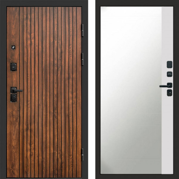 Входная дверь Termo-Door Твист Дуб Патина - Зеркало Фацет Белый софт