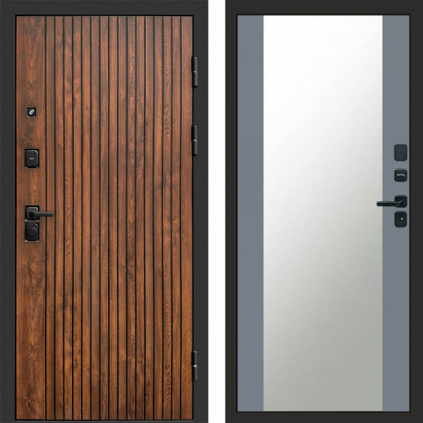 Входная дверь Termo-Door Твист Дуб Патина - Зеркало Grey Софт