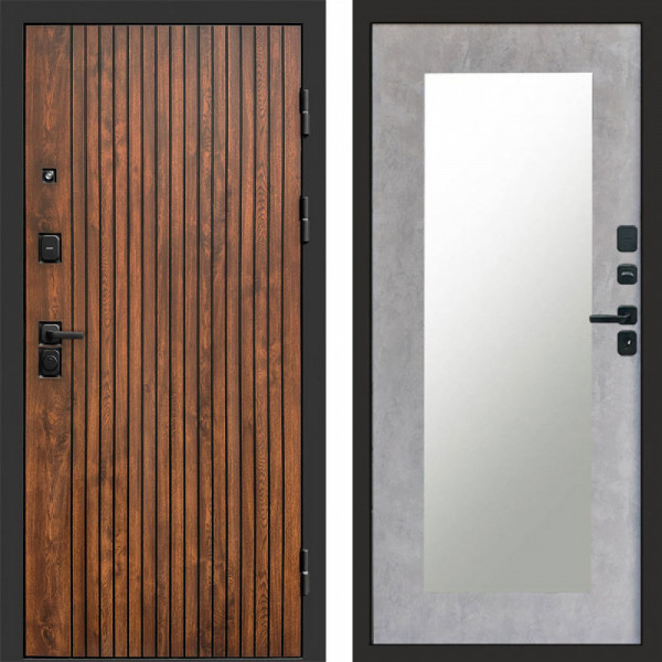 Входная дверь Termo-Door Твист Дуб Патина - Зеркало Триумф бетон светлый