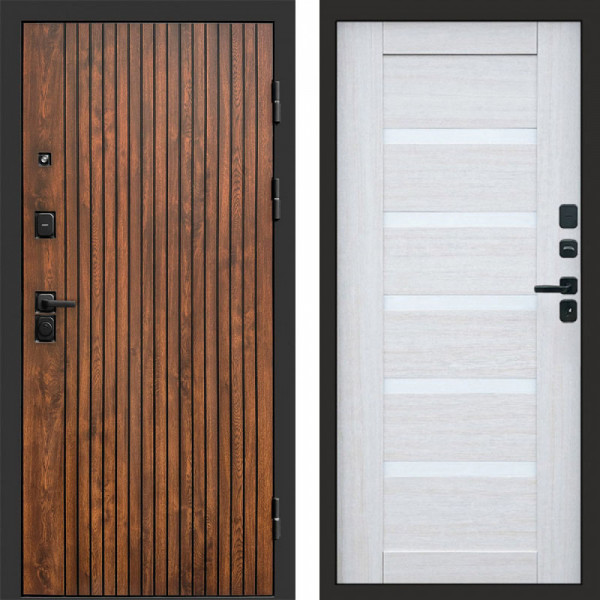 Входная дверь Termo-Door Твист Дуб Патина - Зеркало Триумф Царга лиственница 4500 / 5500