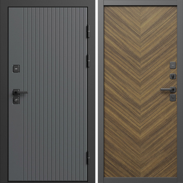 Входная дверь Termo-Door Твист Грей - Плаза Елочка Орех