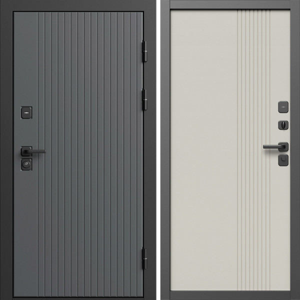 Входная дверь Termo-Door Твист Грей - Страйп Слоновая Кость