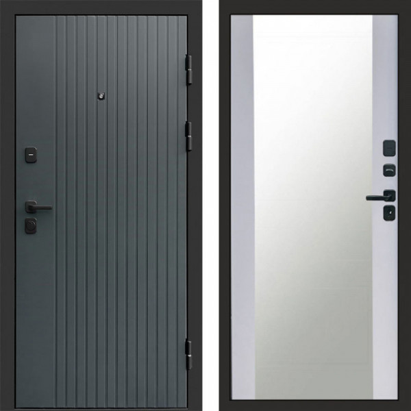 Входная дверь Termo-Door Твист Grey - Зеркало белый софт