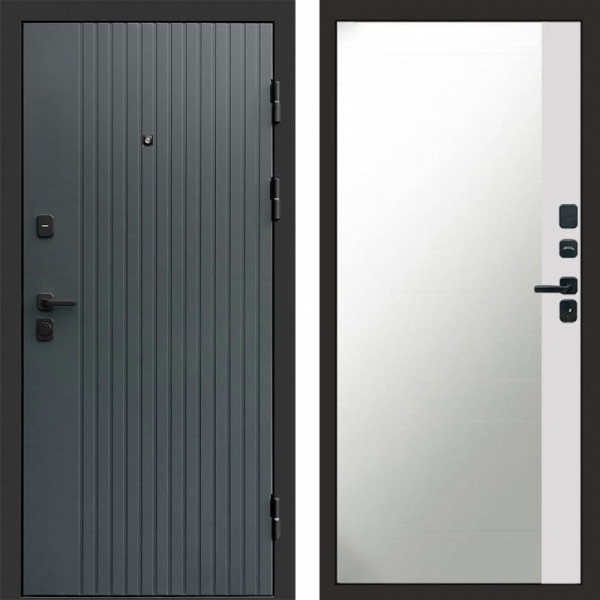 Входная дверь Termo-Door Твист Grey - Зеркало Фацет Белый софт