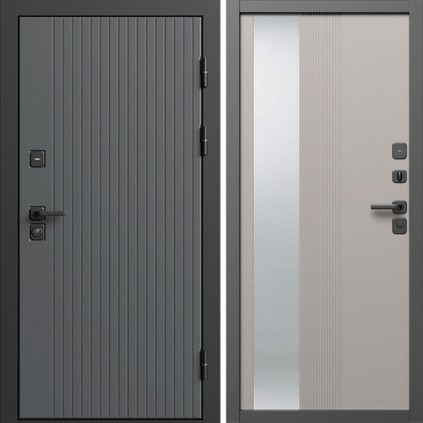 Входная дверь Termo-Door Твист Грей - Зеркало Люмис Капучино