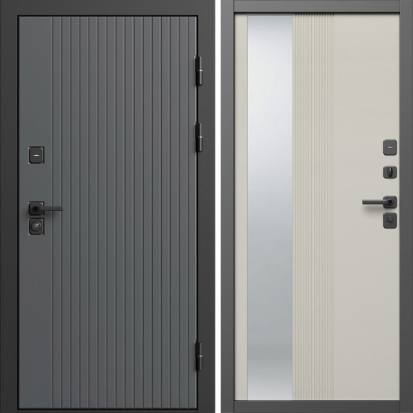 Входная дверь Termo-Door Твист Грей - Зеркало Люмис Соновая Кость