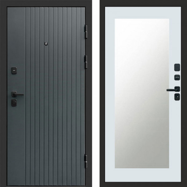 Входная дверь Termo-Door Твист Grey - Зеркало Триумф Белый софт