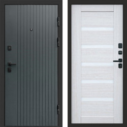 Входная дверь Termo-Door Твист Grey - Зеркало Триумф Царга лиственница 4500 / 5500