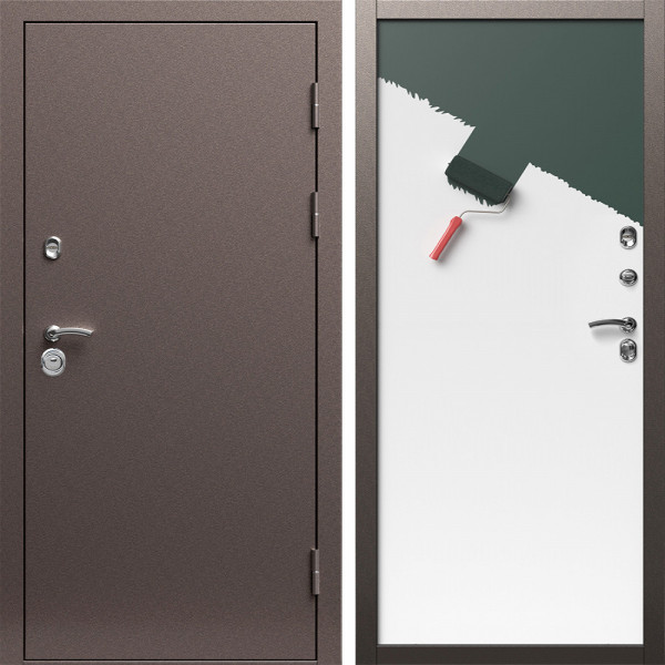 Входная дверь Termo-Door Техно Медь Антик - Гладкая Панель Под Покраску (грунт)