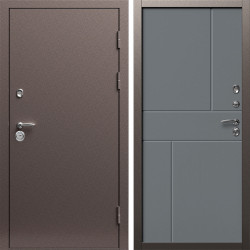 Входная дверь Termo-Door Техно Медь Антик - Горизонт Grey софт