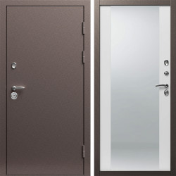 Входная дверь Termo-Door Техно Медь Антик - Зеркало белый софт