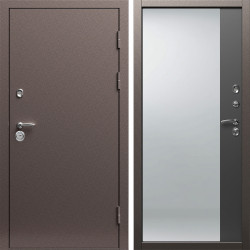 Входная дверь Termo-Door Техно Медь Антик - Зеркало Фацет Черный кварц