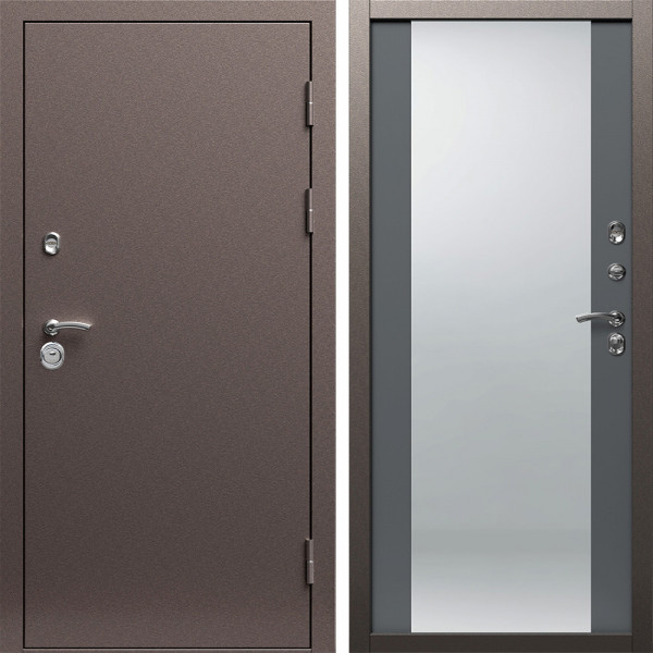 Входная дверь Termo-Door Техно Медь Антик - Зеркало Grey Софт