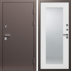 Входная дверь Termo-Door Техно Медь Антик - Зеркало Триумф Белый софт