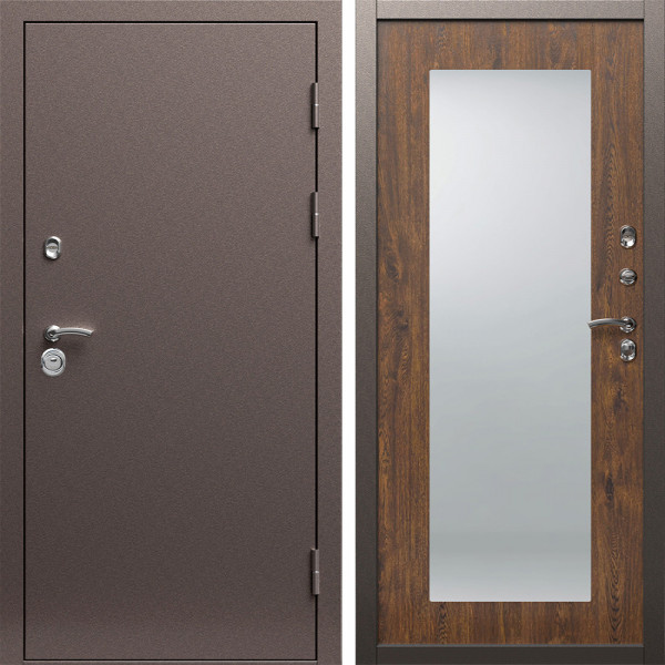 Входная дверь Termo-Door Техно Медь Антик - Зеркало Триумф дуб